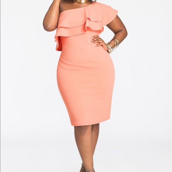 Ashley Stewart Dresses & Skirts - Double ruffled one shoulder dress